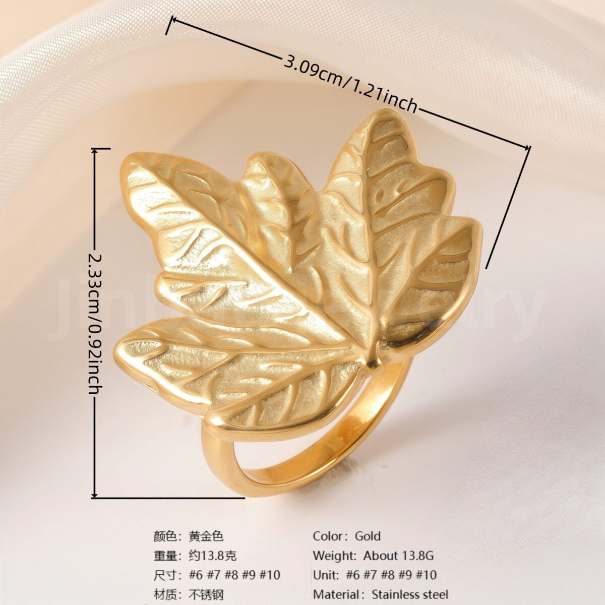 Stylish Natural Design Stainless Steel Women's Ring - Image 6