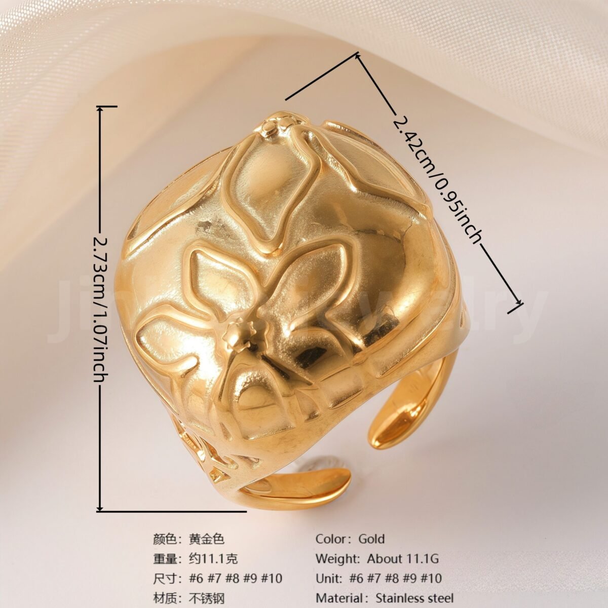 Stylish Natural Design Stainless Steel Women's Ring - Image 10