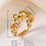 Luxury 24K Gold-Plating Stainless Steel Stunning Crystal Embellishments Women's Waterproof Ring - Image 2