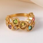 Luxury 24K Gold-Plating Stainless Steel Stunning Crystal Embellishments Women's Waterproof Ring - Image 3