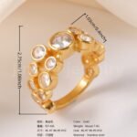 Luxury 24K Gold-Plating Stainless Steel Stunning Crystal Embellishments Women's Waterproof Ring - Image 4