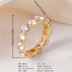 Luxury 24K Gold-Plating Stainless Steel Stunning Crystal Embellishments Women's Waterproof Ring - Image 8