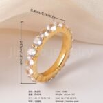 Luxury 24K Gold-Plating Stainless Steel Stunning Crystal Embellishments Women's Waterproof Ring - Image 14