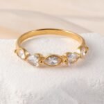 Luxury 24K Gold-Plating Stainless Steel Stunning Crystal Embellishments Women's Waterproof Ring - Image 11
