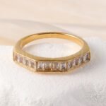 Luxury 24K Gold-Plating Stainless Steel Stunning Crystal Embellishments Women's Waterproof Ring - Image 13