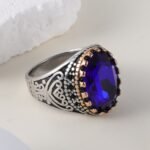 Vintage Inlaid Purple Gemstone Stainless Steel Men's Ring丨BL50 - Image 4