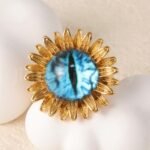 24K Gold-Plating Stainless Steel Colorful Eye Sunflower Trendy Women's Waterproof Ring - Image 4
