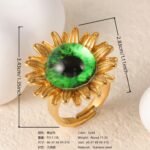 24K Gold-Plating Stainless Steel Colorful Eye Sunflower Trendy Women's Waterproof Ring - Image 7