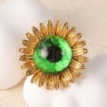 24K Gold-Plating Stainless Steel Colorful Eye Sunflower Trendy Women's Waterproof Ring - Image 8