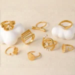 24K Gold-Plating Stainless Steel Adjustable Open Fashion Retro Women's Waterproof Ring - Image 2