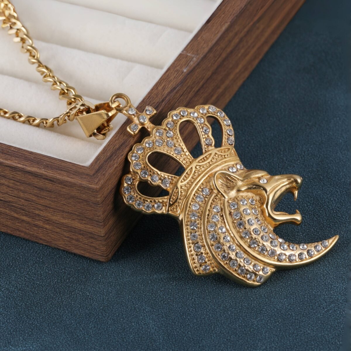 European And American Hip-Hop Style Fashion Men's Crown Lion Head Stainless Steel Pendant丨JSSZ444 - Image 6