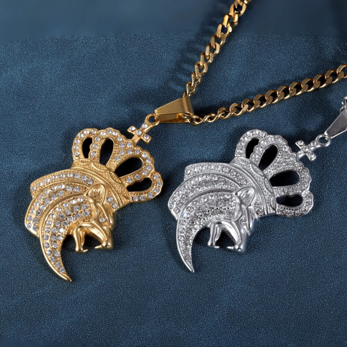 European And American Hip-Hop Style Fashion Men's Crown Lion Head Stainless Steel Pendant丨JSSZ444 - Image 5