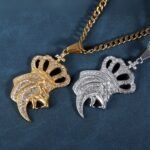 European And American Hip-Hop Style Fashion Men's Crown Lion Head Stainless Steel Pendant丨JSSZ444 - Image 5