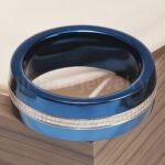 Stainless Steel Stylish Dual-tone Design Fashion Blue Men's Waterproof Ring - Image 15
