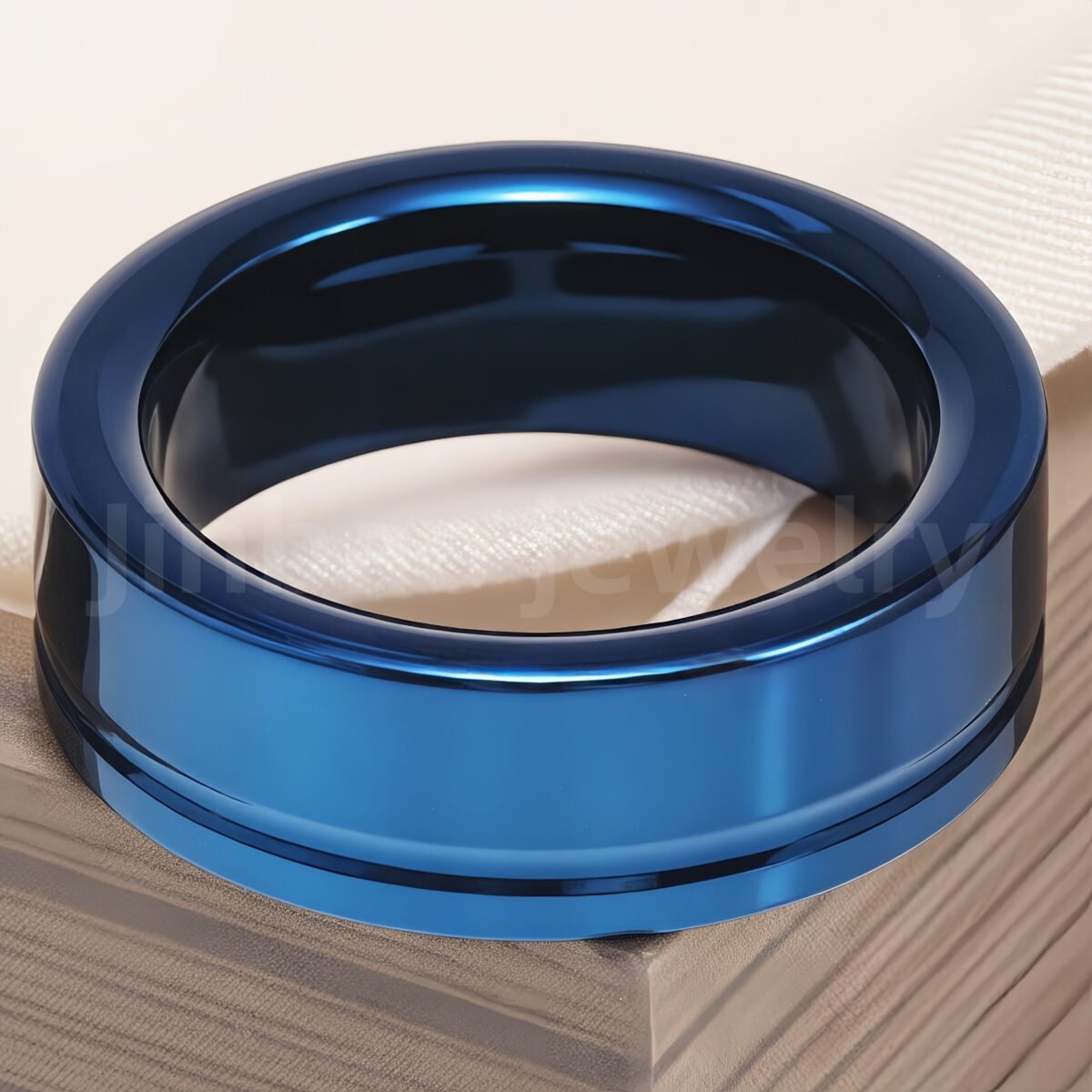 Stainless Steel Stylish Dual-tone Design Fashion Blue Men's Waterproof Ring - Image 11