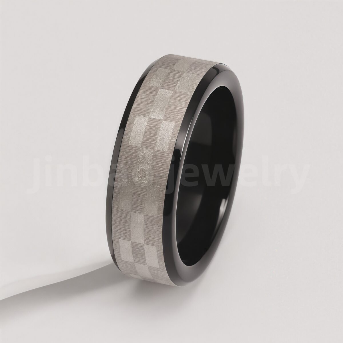 Black Fashion Stainless Steel Trendy Band Versatile for Business Men's Waterproof Ring 8MM - Image 3