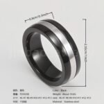 Black Fashion Stainless Steel Trendy Band Versatile for Business Men's Waterproof Ring 8MM - Image 12