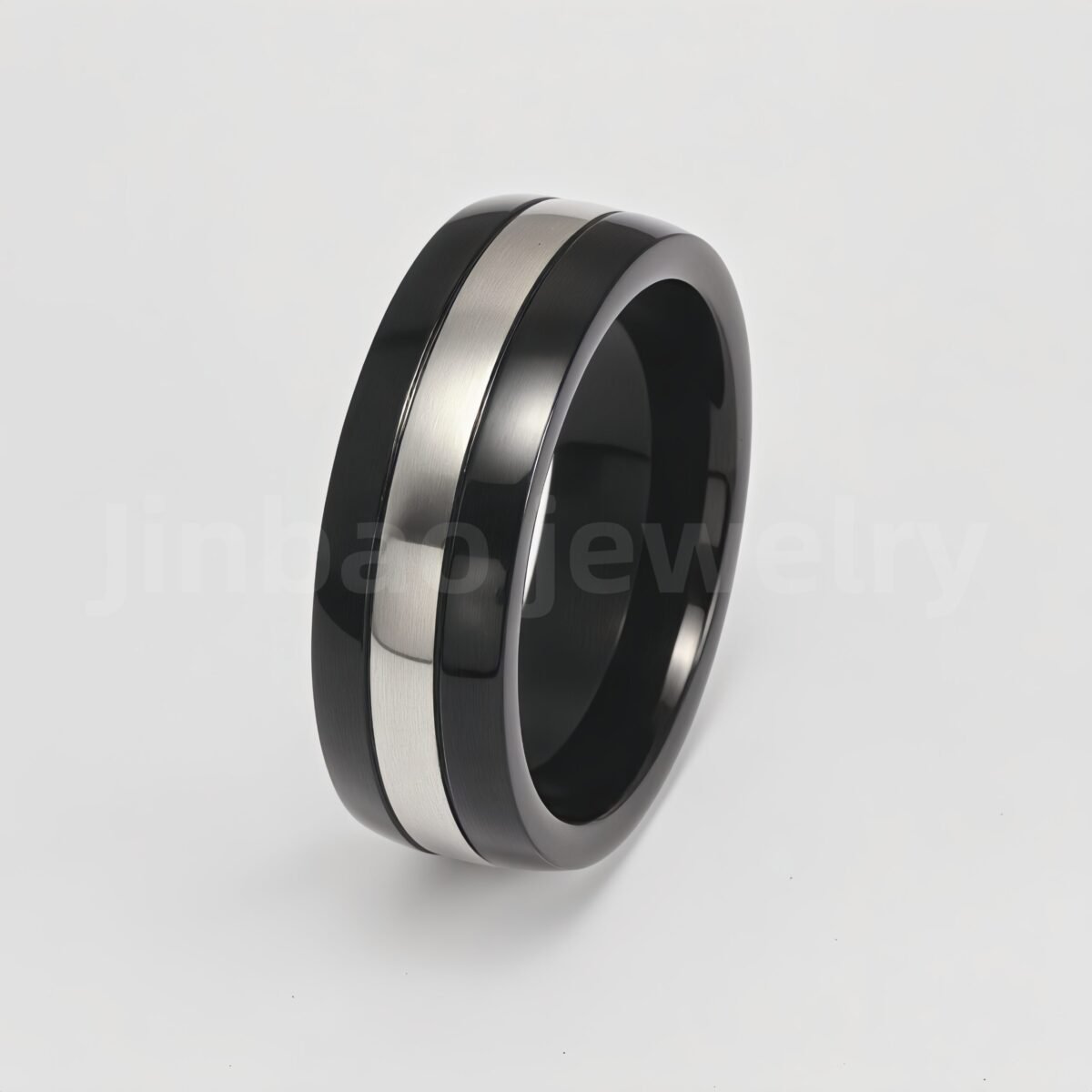 Black Fashion Stainless Steel Trendy Band Versatile for Business Men's Waterproof Ring 8MM - Image 13
