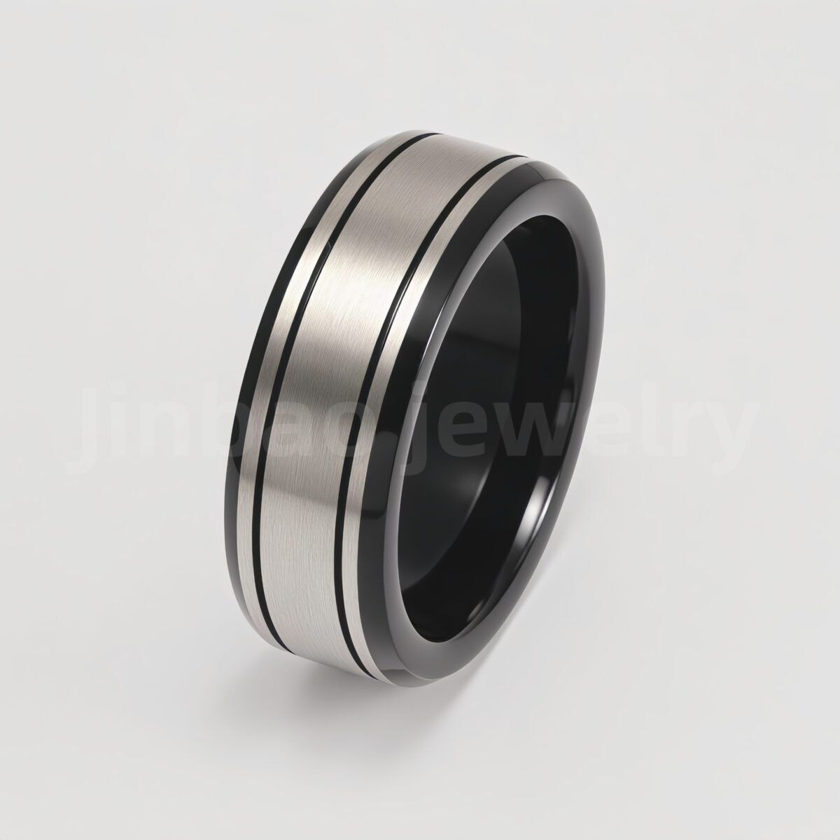 Black Fashion Stainless Steel Trendy Band Versatile for Business Men's Waterproof Ring 8MM - Image 9