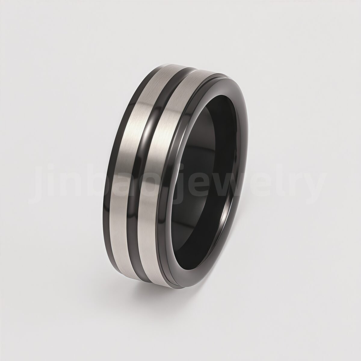 Black Fashion Stainless Steel Trendy Band Versatile for Business Men's Waterproof Ring 8MM - Image 17