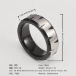Black Fashion Stainless Steel Trendy Band Versatile for Business Men's Waterproof Ring 8MM - Image 6