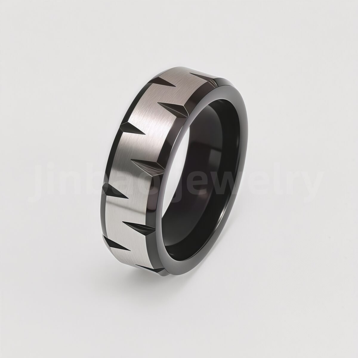 Black Fashion Stainless Steel Trendy Band Versatile for Business Men's Waterproof Ring 8MM - Image 7
