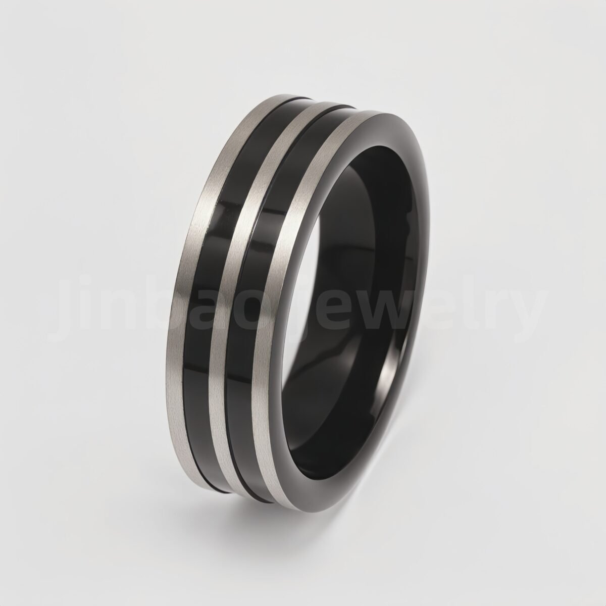 Black Fashion Stainless Steel Trendy Band Versatile for Business Men's Waterproof Ring 8MM - Image 15