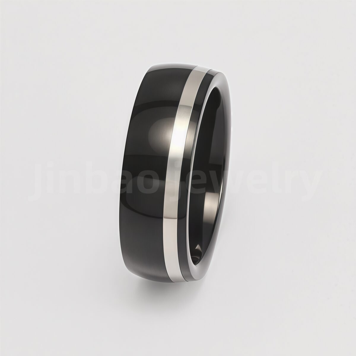 Black Fashion Stainless Steel Trendy Band Versatile for Business Men's Waterproof Ring 8MM - Image 11