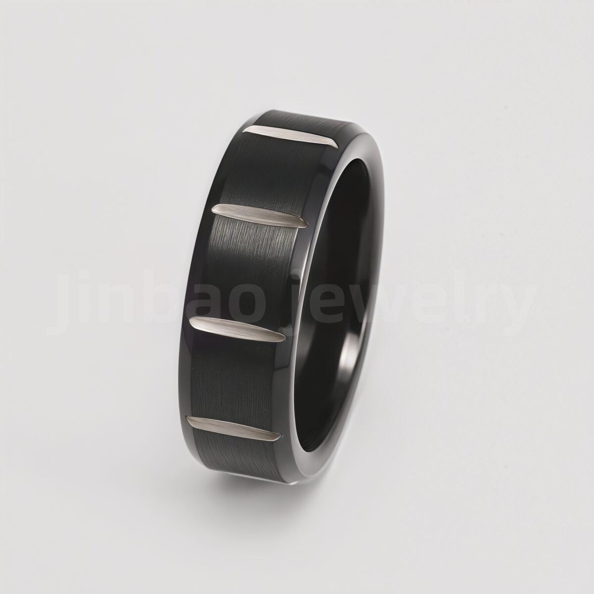 Black Fashion Stainless Steel Trendy Band Versatile for Business Men's Waterproof Ring 8MM - Image 5