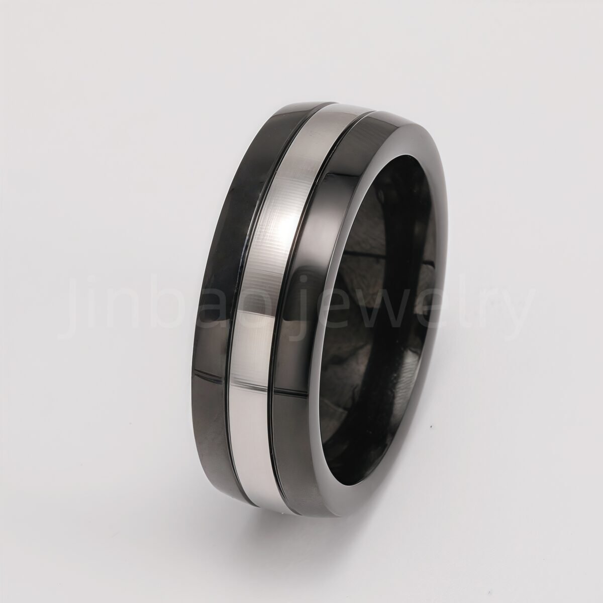 Men's Stainless Steel Ring - Classic Black & Silver Stripes Design, Hypoallergenic Daily Wear Fashion Jewelry - Image 3