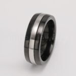 Men's Stainless Steel Ring - Classic Black & Silver Stripes Design, Hypoallergenic Daily Wear Fashion Jewelry - Image 3