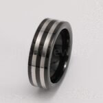 Men's Stainless Steel Ring - Classic Black & Silver Stripes Design, Hypoallergenic Daily Wear Fashion Jewelry - Image 5