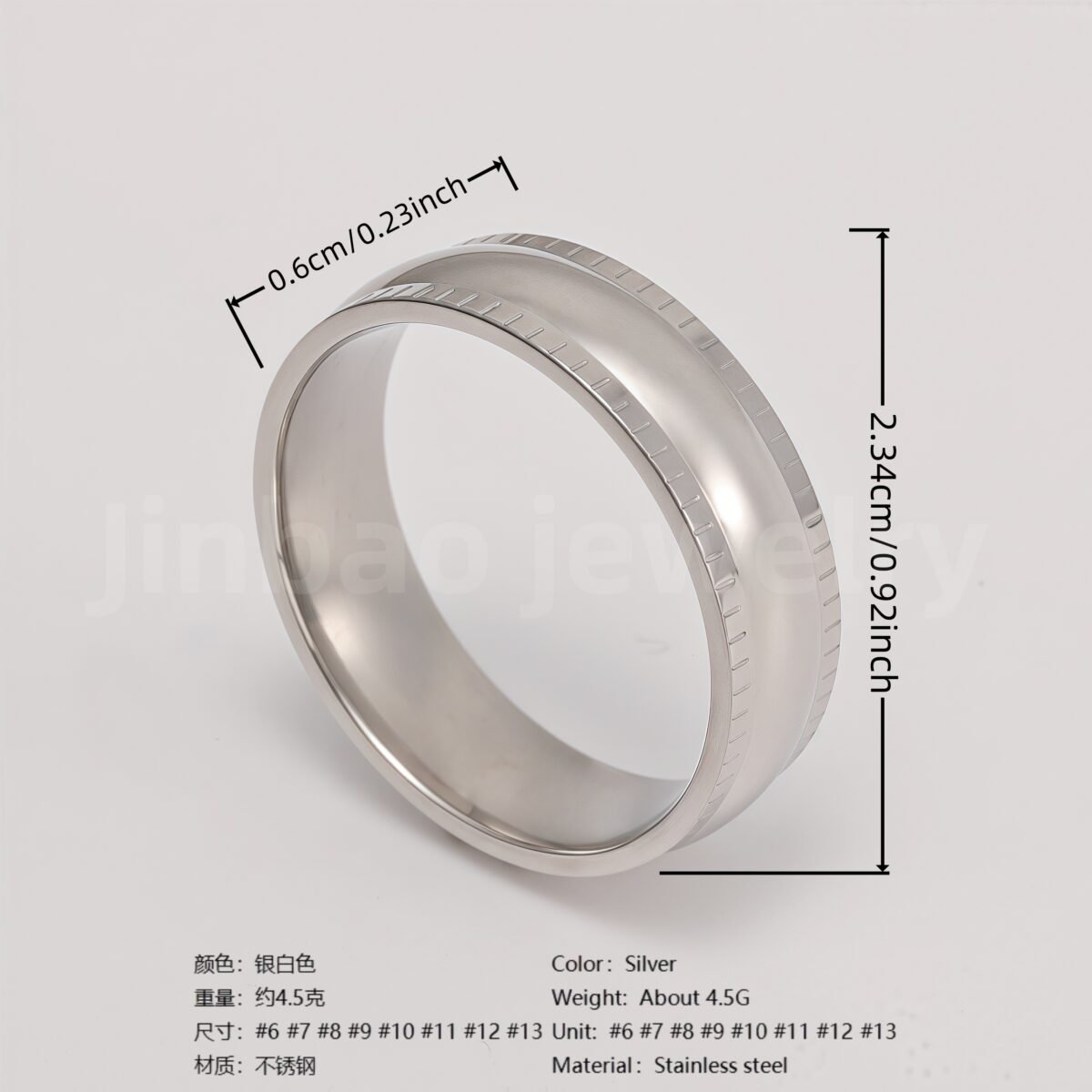 Classic Plain - band Stainless Steel Unisex Ring - Image 8