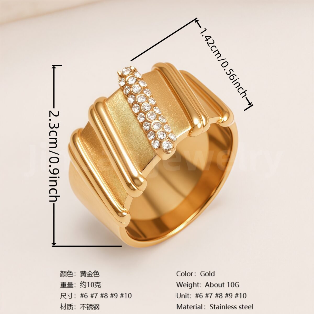 Shiny Full Diamond Stainless Steel Fashion Personality European & American Style Women's Ring - Image 5