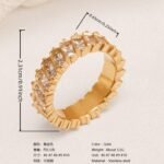 Retro Luxury Gold Diamond - inlaid Rings, Multi - layer Women's Ring - Image 3