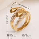Retro Luxury Gold Diamond - inlaid Rings, Multi - layer Women's Ring - Image 4