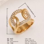 Retro Luxury Gold Diamond - inlaid Rings, Multi - layer Women's Ring - Image 5