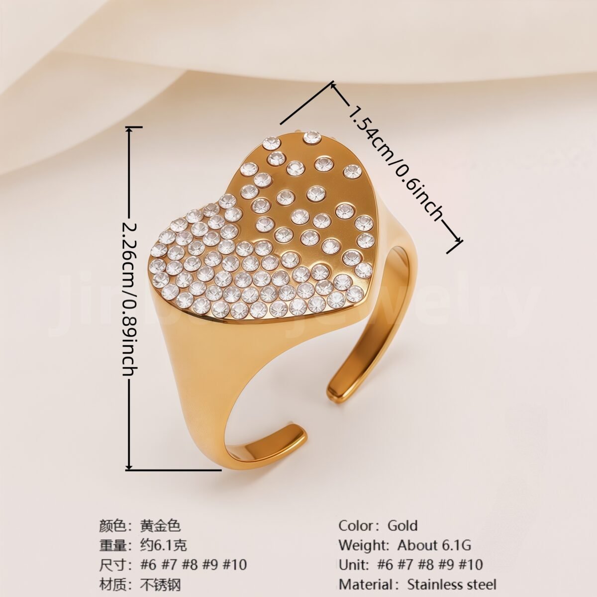 Retro Luxury Gold Diamond - inlaid Rings, Multi - layer Women's Ring - Image 7