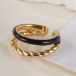 Gold And Black Exquisite Twisted Texture Stainless Steel Women Ring丨N06748 - Image 4