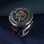 Stainless Steel Ring with Red Cross and Armor Pattern, Symbolizing Divine Strength, Perfect for Men's b Faith Ring, Courage and Protection, Ideal Gift - Image 4