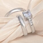 High Quality Exquisite Diamond - Row Stainless Steel Wedding Rings - Image 7