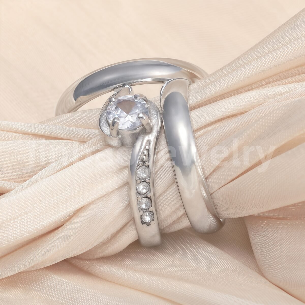 High Quality Exquisite Diamond - Row Stainless Steel Wedding Rings - Image 13