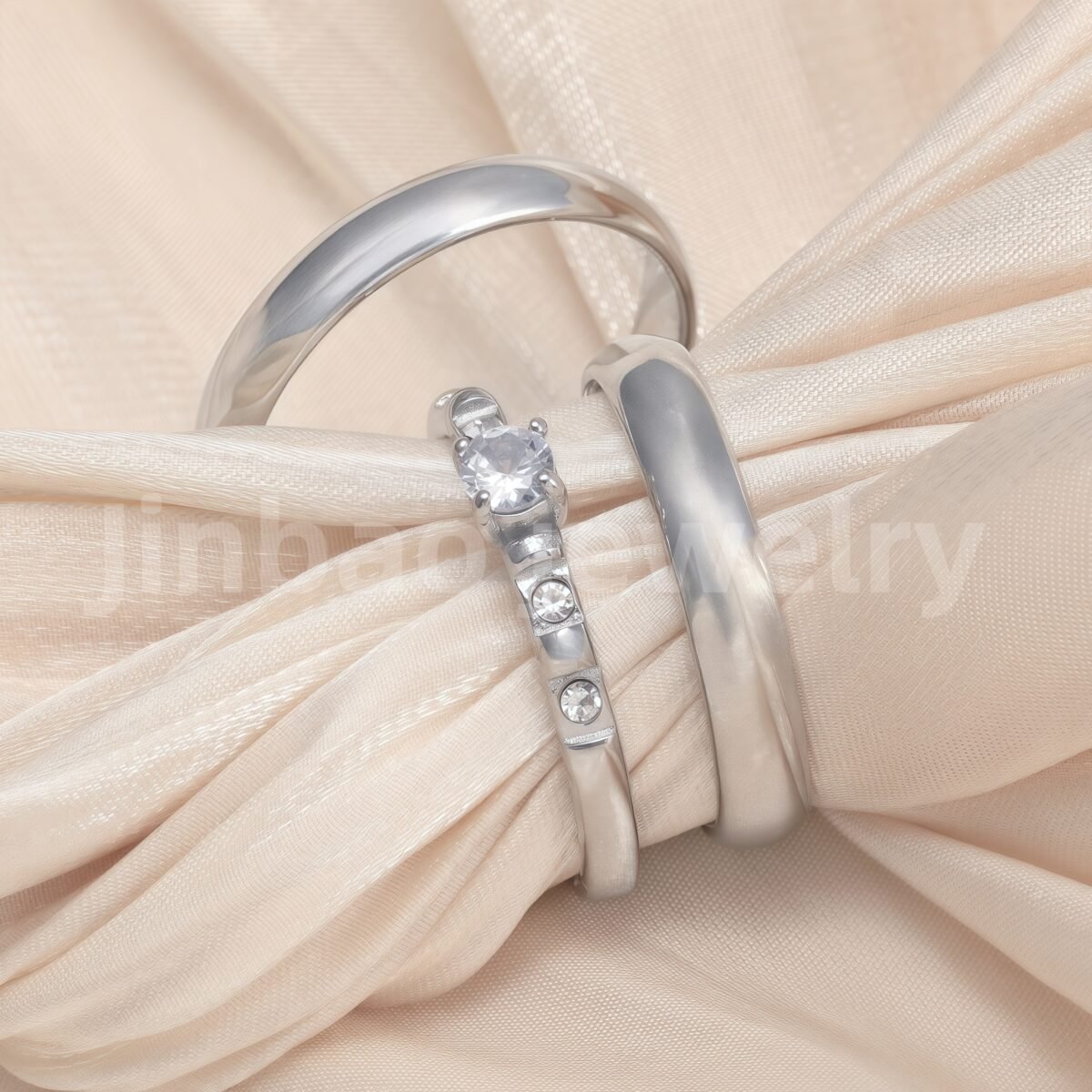 High Quality Exquisite Diamond - Row Stainless Steel Wedding Rings - Image 19