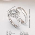 High Quality Exquisite Diamond - Row Stainless Steel Wedding Rings - Image 2