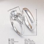 High Quality Exquisite Diamond - Row Stainless Steel Wedding Rings - Image 8