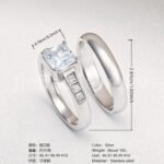 High Quality Exquisite Diamond - Row Stainless Steel Wedding Rings - Image 6