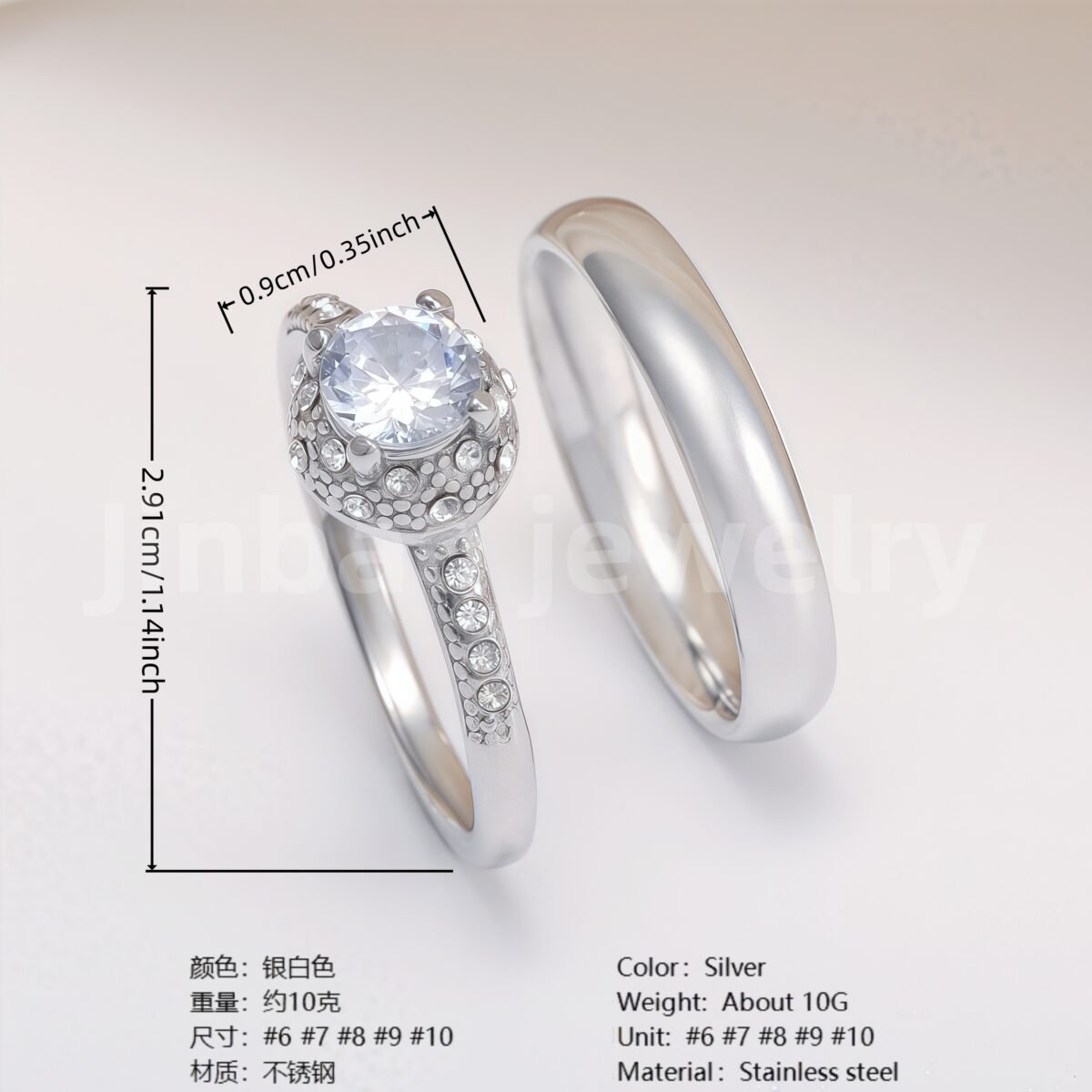 High Quality Exquisite Diamond - Row Stainless Steel Wedding Rings - Image 14