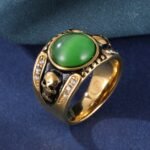 Men\\\'s Fashion Emerald Skull Stainless Steel Ring丨BL1176