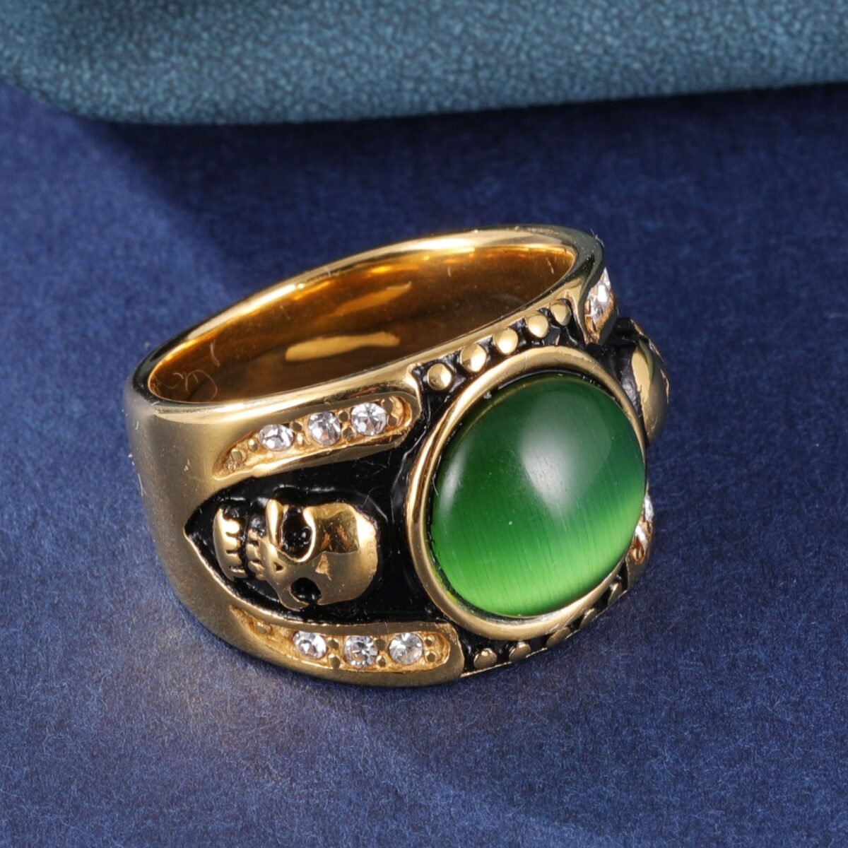 Men's Fashion Emerald Skull Stainless Steel RingحBL1176 - Image 5