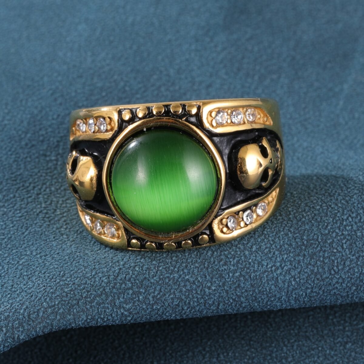 Men\\\'s Fashion Emerald Skull Stainless Steel Ring丨BL1176 - Image 4